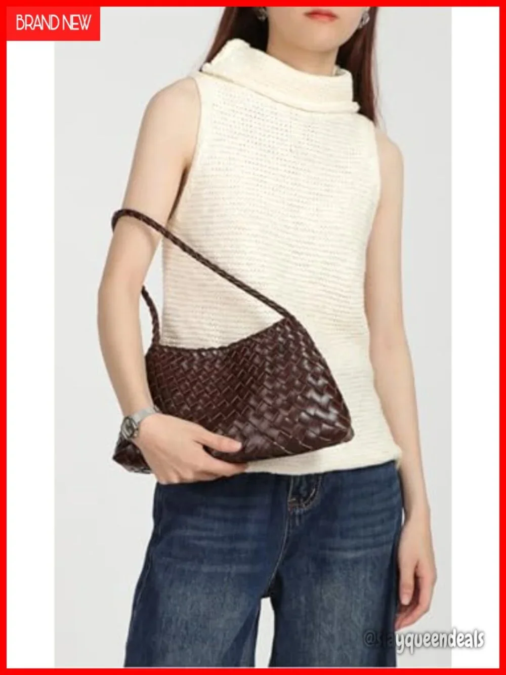 Woven Hobo Bag Women Suede Shoulder Purse Tote Travel Handbag Faux Leather